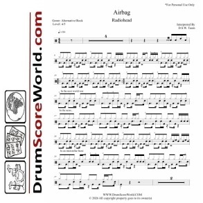 Radiohead - Airbag | Drum Sheet + Play-Along Track
